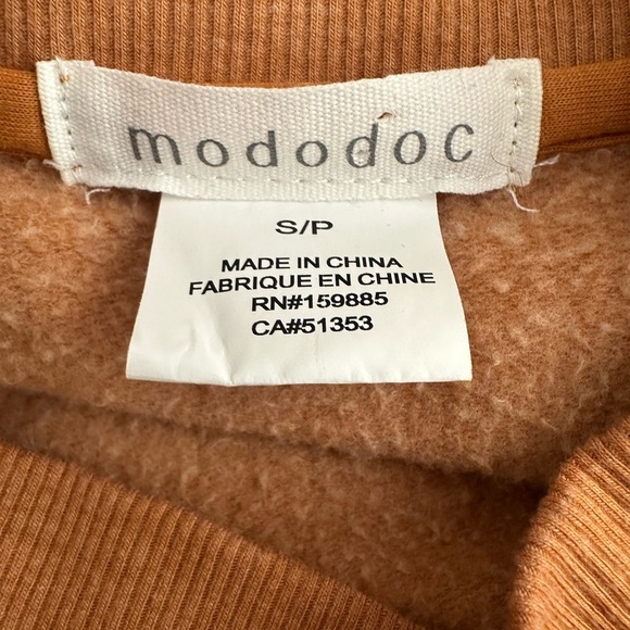 Mododoc brown cowl type neck sweatshirt pullover SZ S - Picture 4 of 5